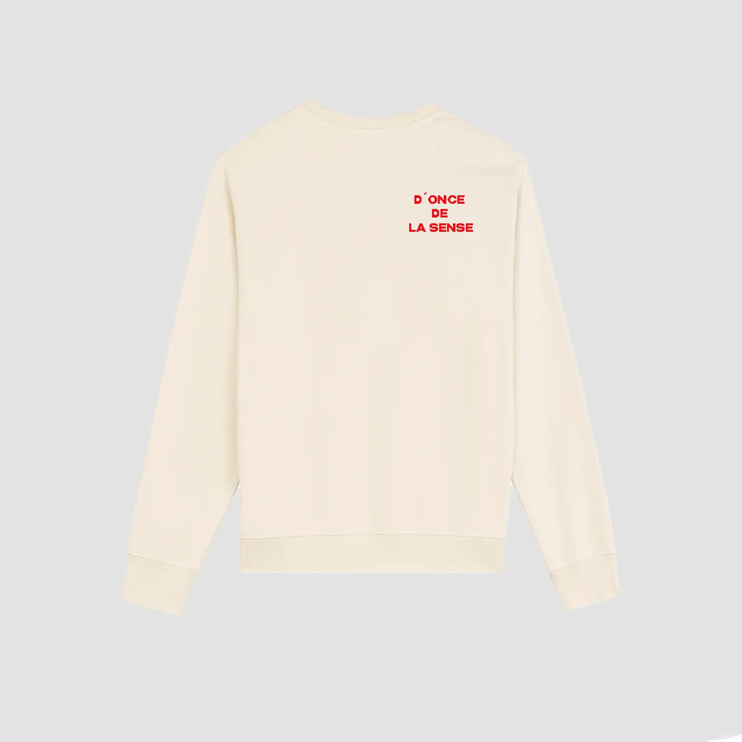 Premium Donce de la Sense sweatshirt with a captivating logo print, made from sustainable organic cotton for superior comfort.